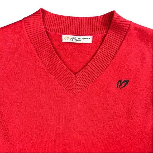 Master Bunny Women’s Knit Sweater Vest Golf Wear V-Neck W/Logo Embroidery  Large - Picture 2 of 7